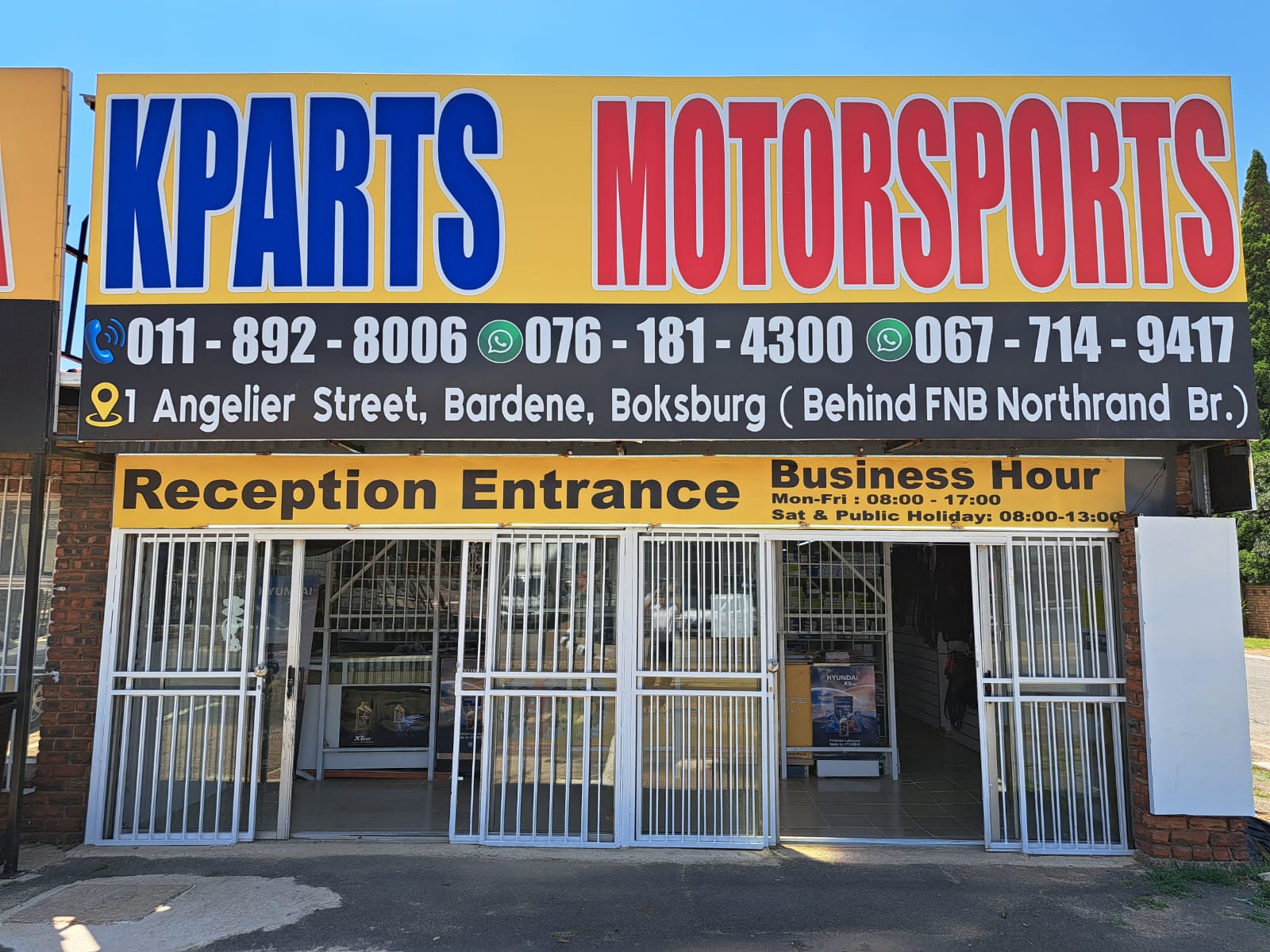 Kparts Motorsports Bardene branch storefront and signage